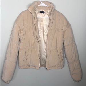 Prettylittlething Tall Beige Cord Puffer Coat